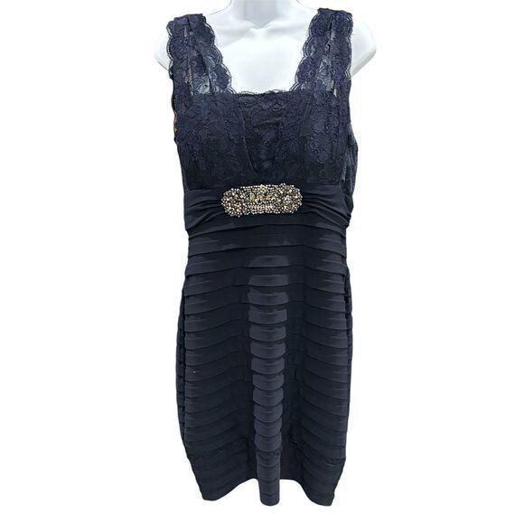 Lucky Brand Dresses & Skirts - Betsy & Adam Navy Blue‎ Lace Bodycon Cocktail Dress Size 12
